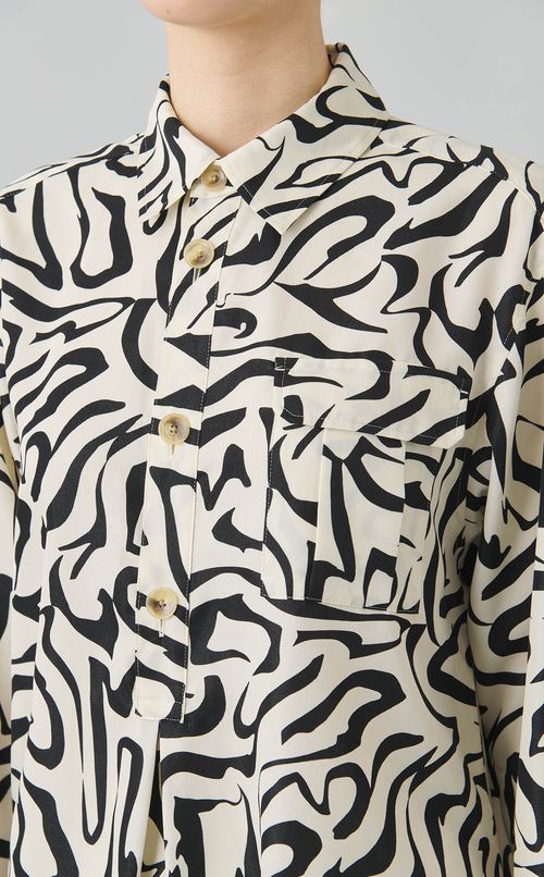 ゼブラプリント シャツワンピース