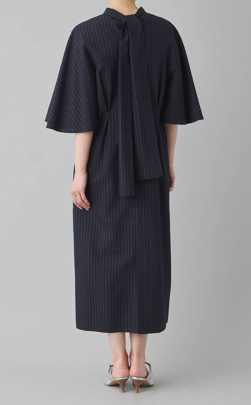 ラメストライプフレアスリーブワンピース