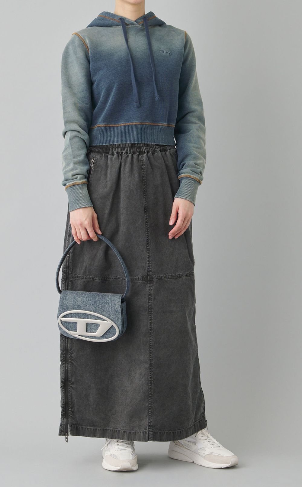 デニムサイドジップロングスカート