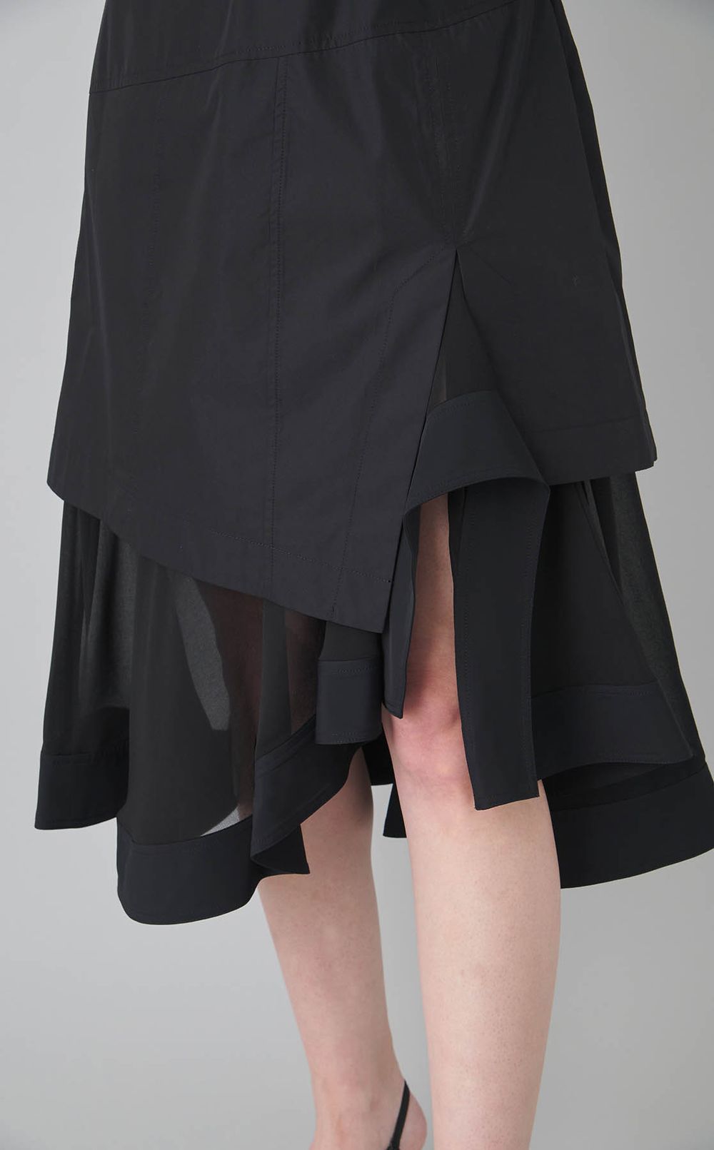 レースレイヤードシャツドレス