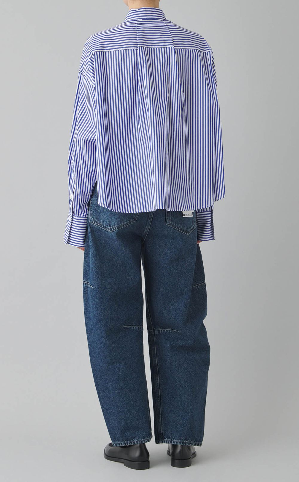 コットンパネルストライプシャツ