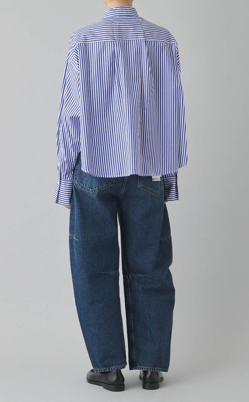 コットンパネルストライプシャツ