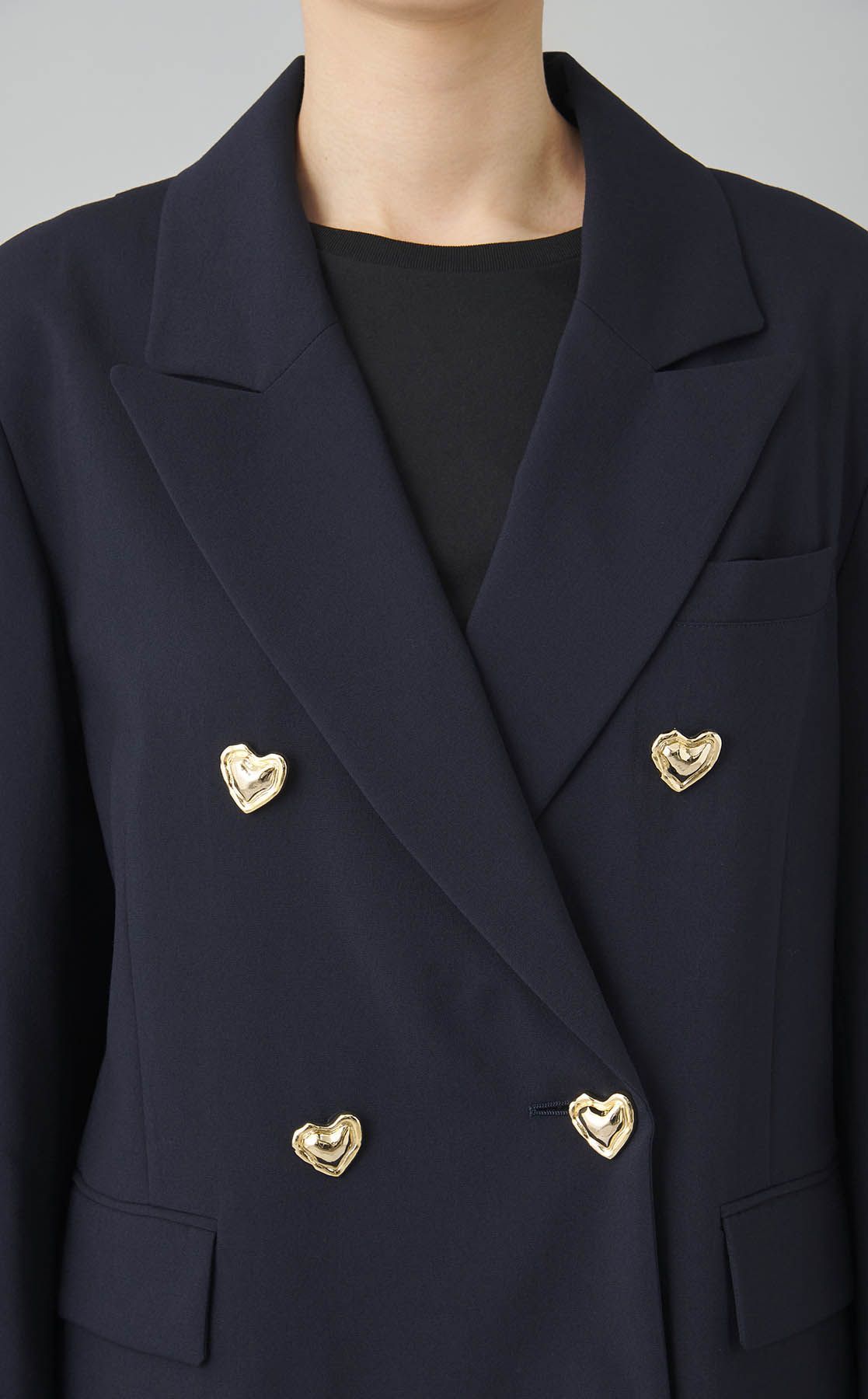 MUVEIL｜ハートボタンダブルジャケット