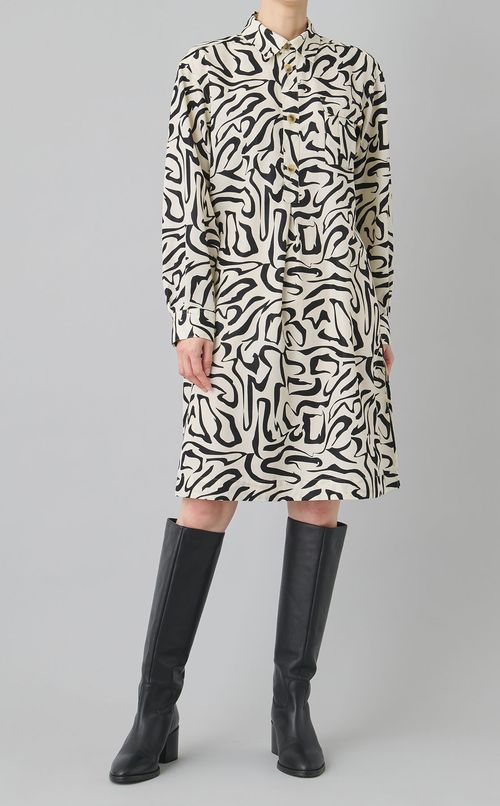 ゼブラプリント シャツワンピース