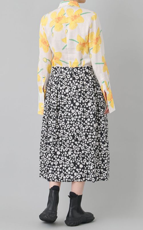 コットンフラワープリントギャザースカート