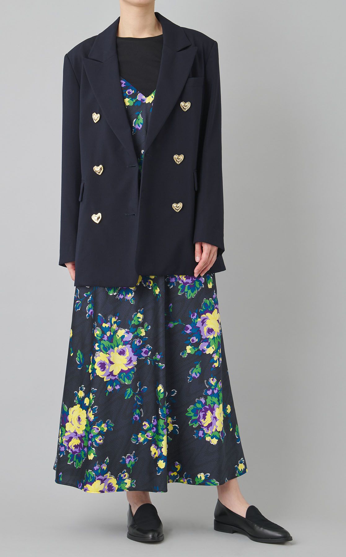 MUVEIL｜ハートボタンダブルジャケット