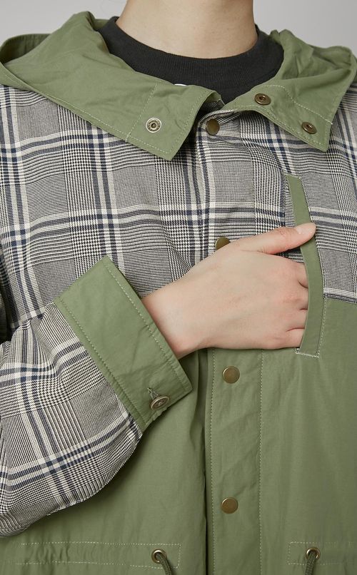 チェックミックスモッズコート