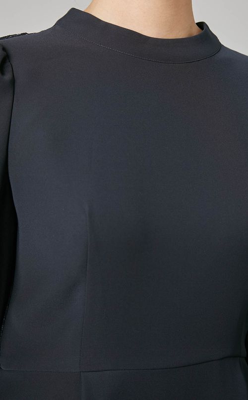 バックレース切替シフォンワンピース