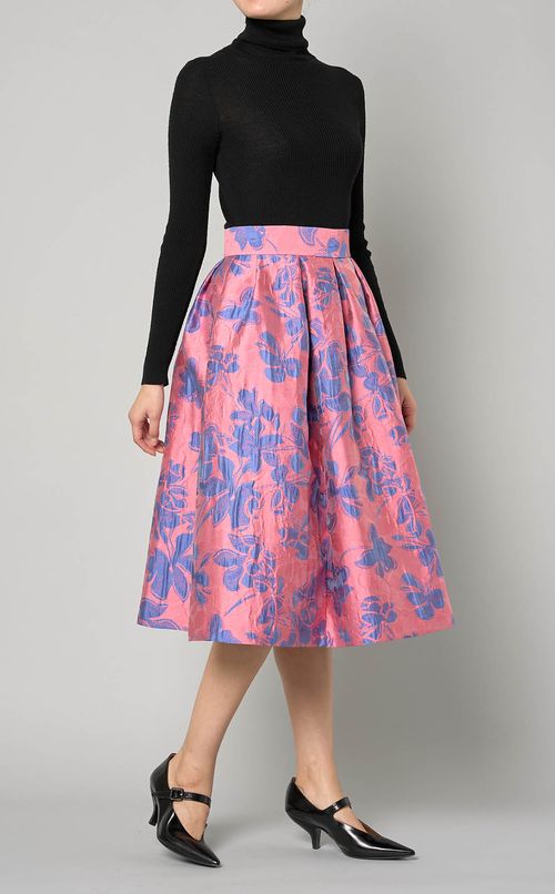 フラワージャガードフレアスカート