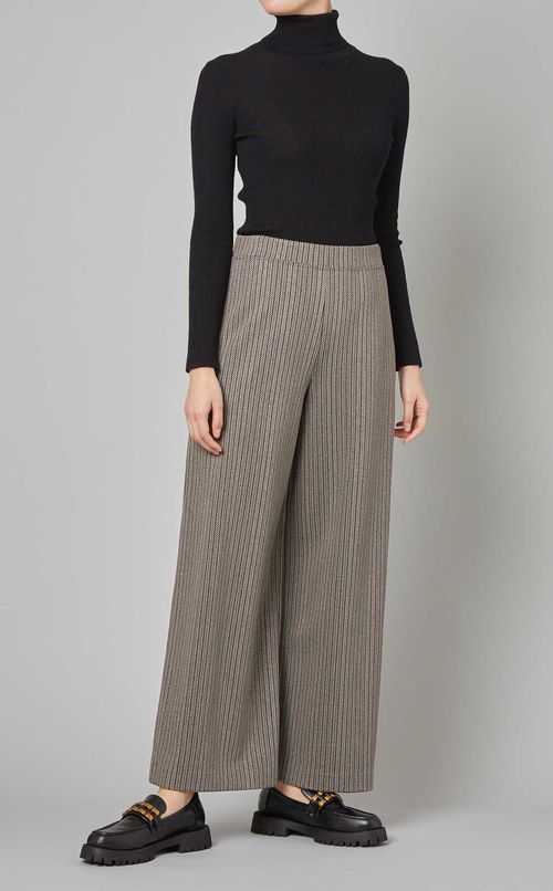 ヘリンボーンプルオンクロップドパンツ