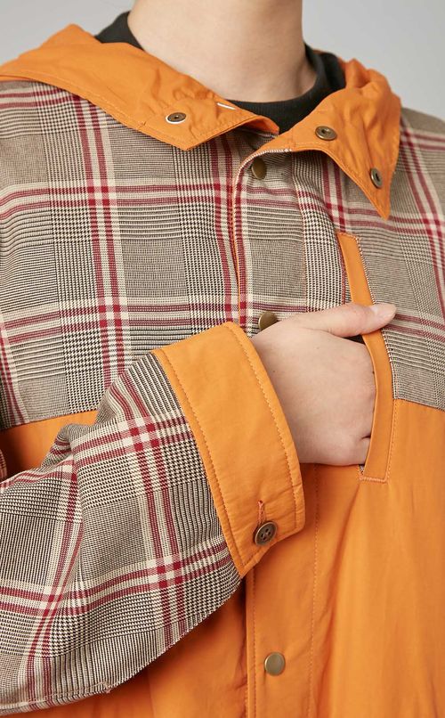 チェックミックスモッズコート