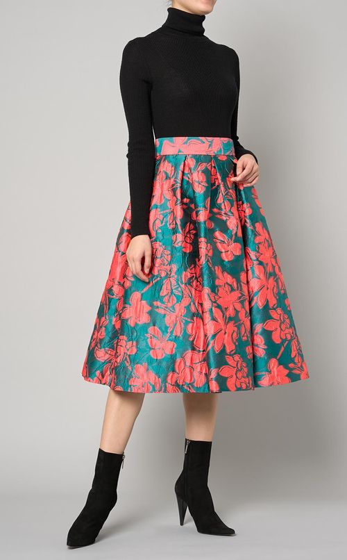 フラワージャガードフレアスカート