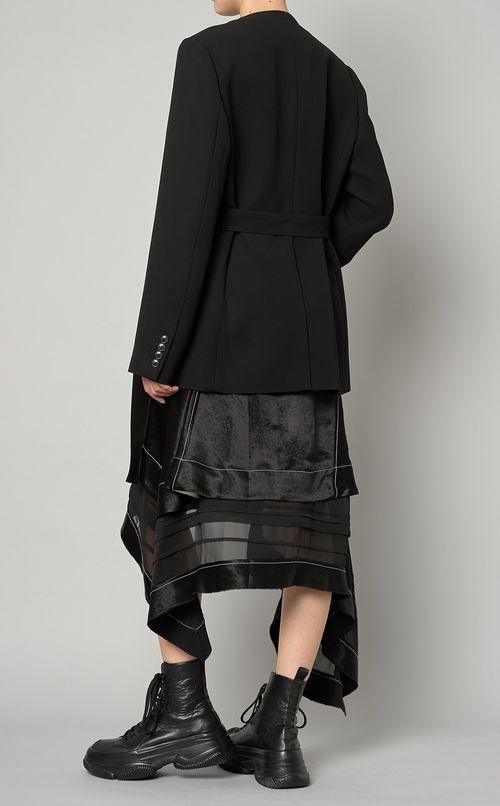 ノーカラーベルデッドラップジャケット