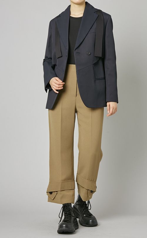 ハイウエス卜ベルトヘムクロップドパンツ