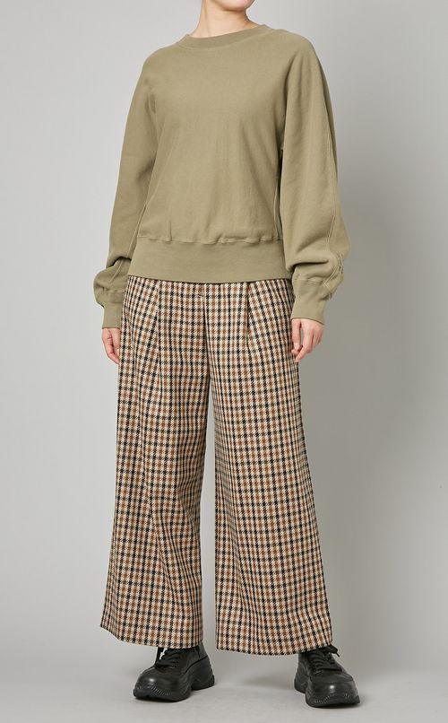 ウールガンクラブチェックタックパンツ