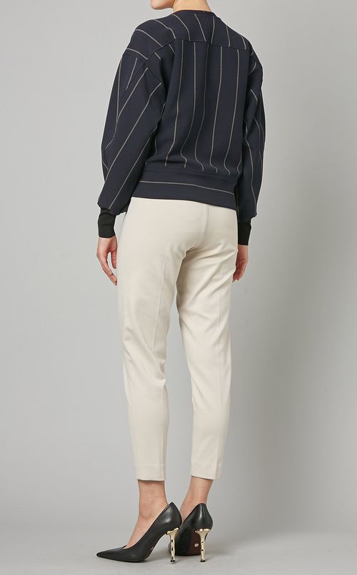 ピンストライプウエストリボントトップス