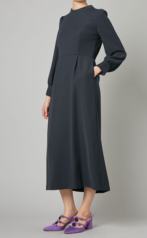 バックレース切替シフォンワンピース