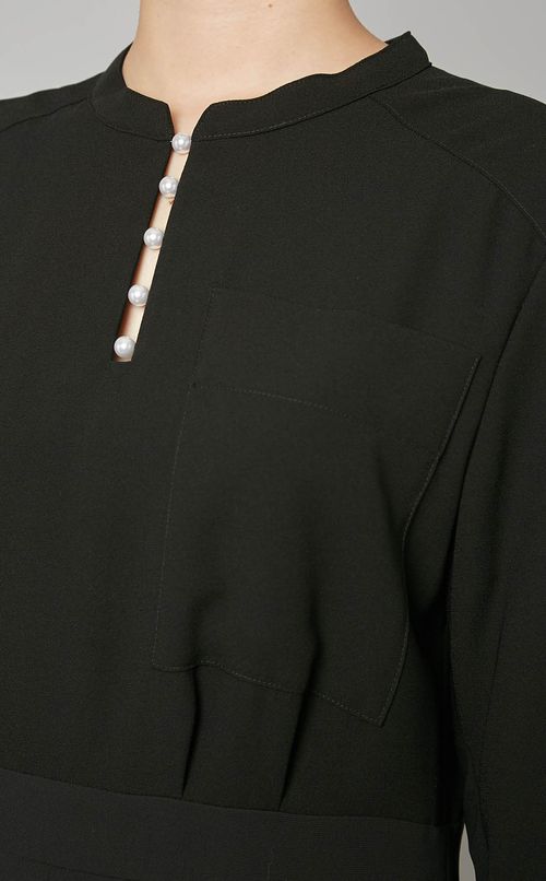 パールボタンドッキングワンピース