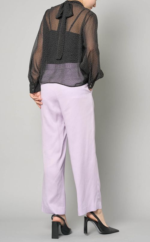 プリントバックボウタイブラウス