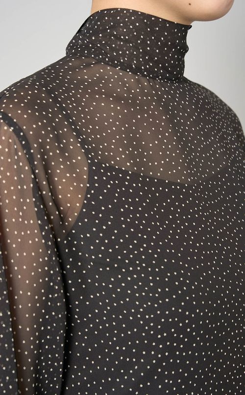 プリントバックボウタイブラウス