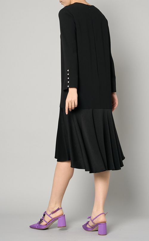 袖パールフレアワンピース