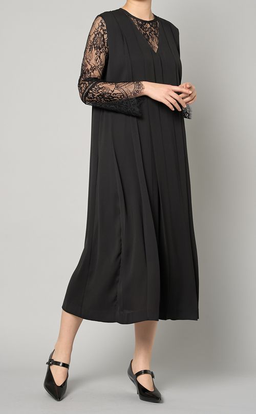 ミックスレースプリーツドレス