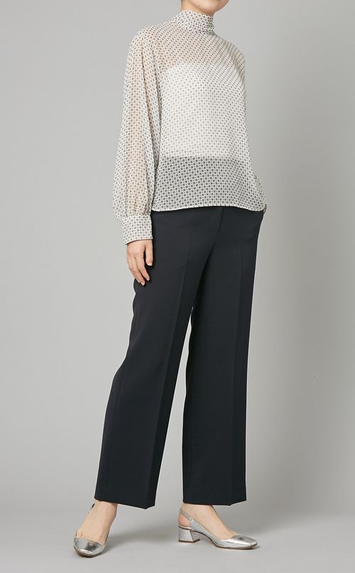 プリントバックボウタイブラウス