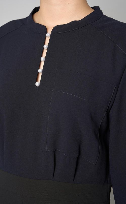 パールボタンドッキングワンピース