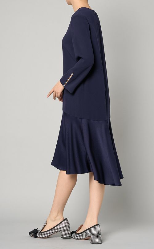 袖パールフレアワンピース