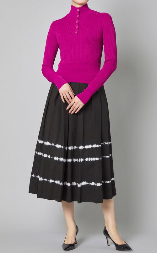 ハイネックリブニットトップス