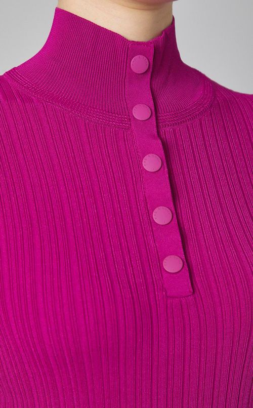 ハイネックリブニットトップス