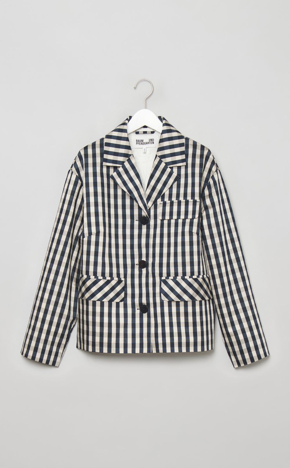 ギンガムチェックナイロンブルゾン