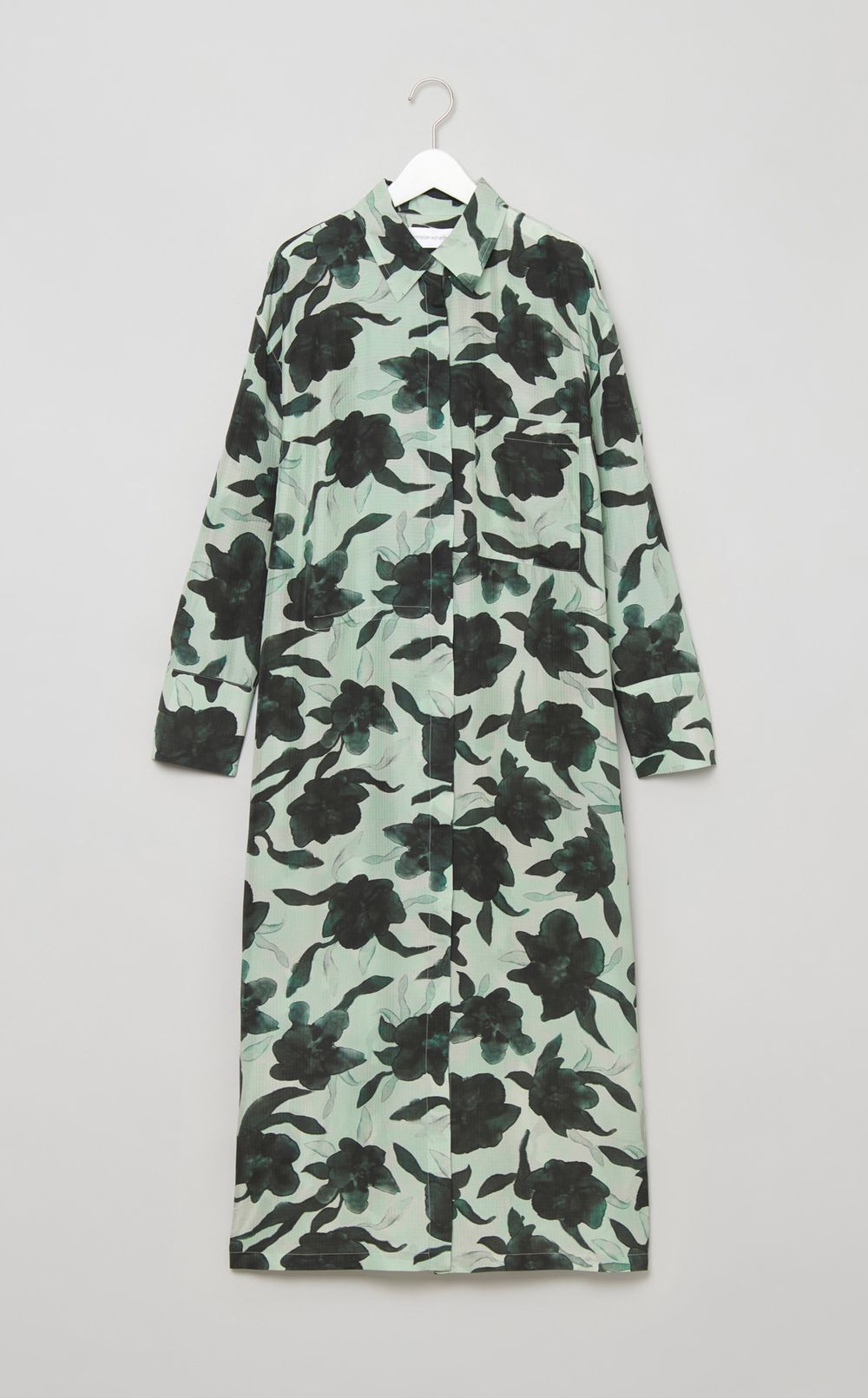 プリン卜ブラウジングシャツワンピース