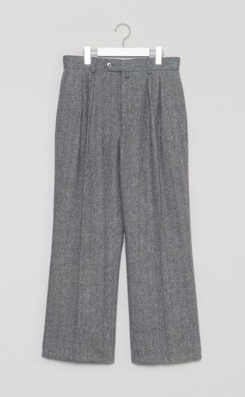 ウールヘリンボーン2タックワイドパンツ