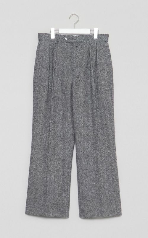 ウールヘリンボーン2タックワイドパンツ