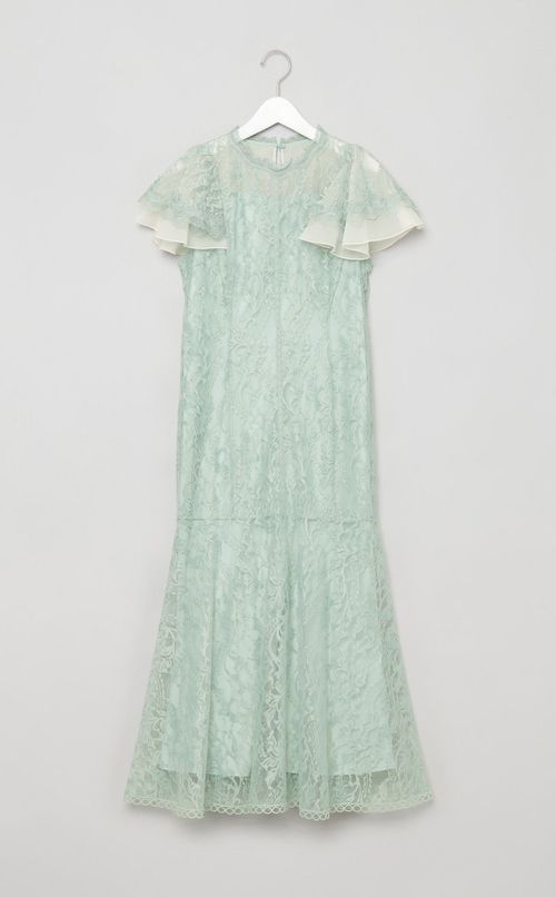 フレアスリーブレースワンピース