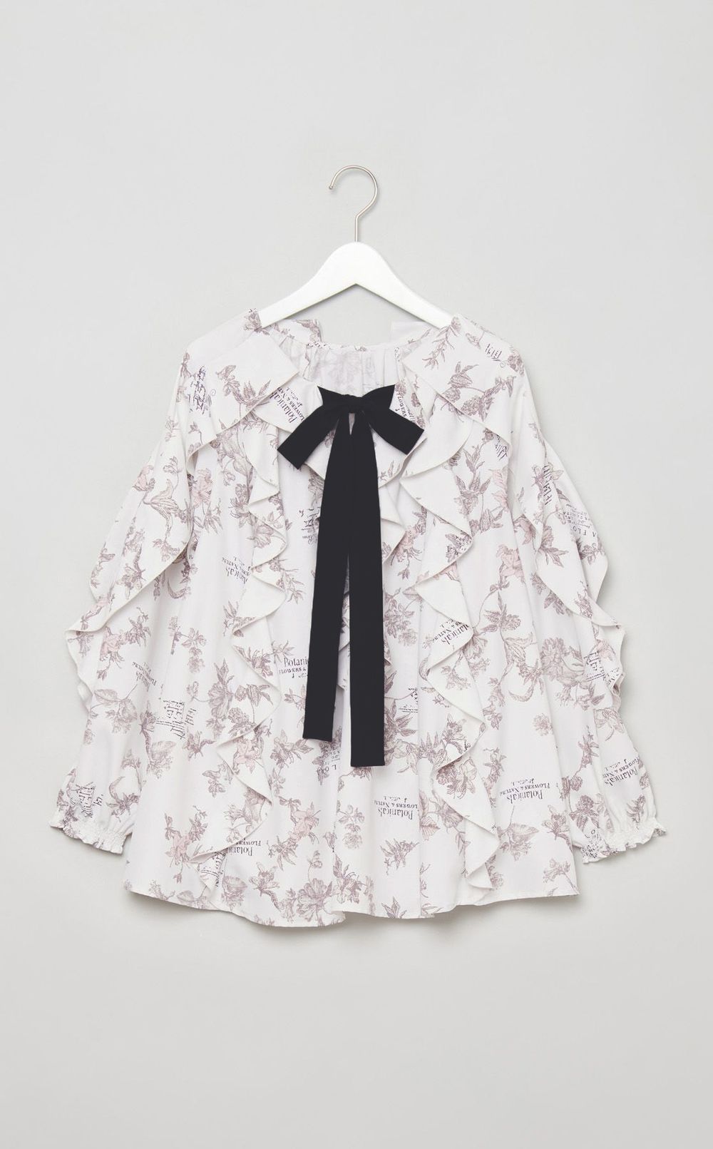 プリントラッフルブラウス