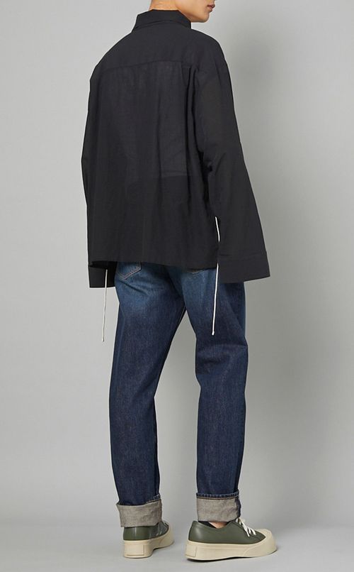 シアーコットンスタンドカラーシャツ