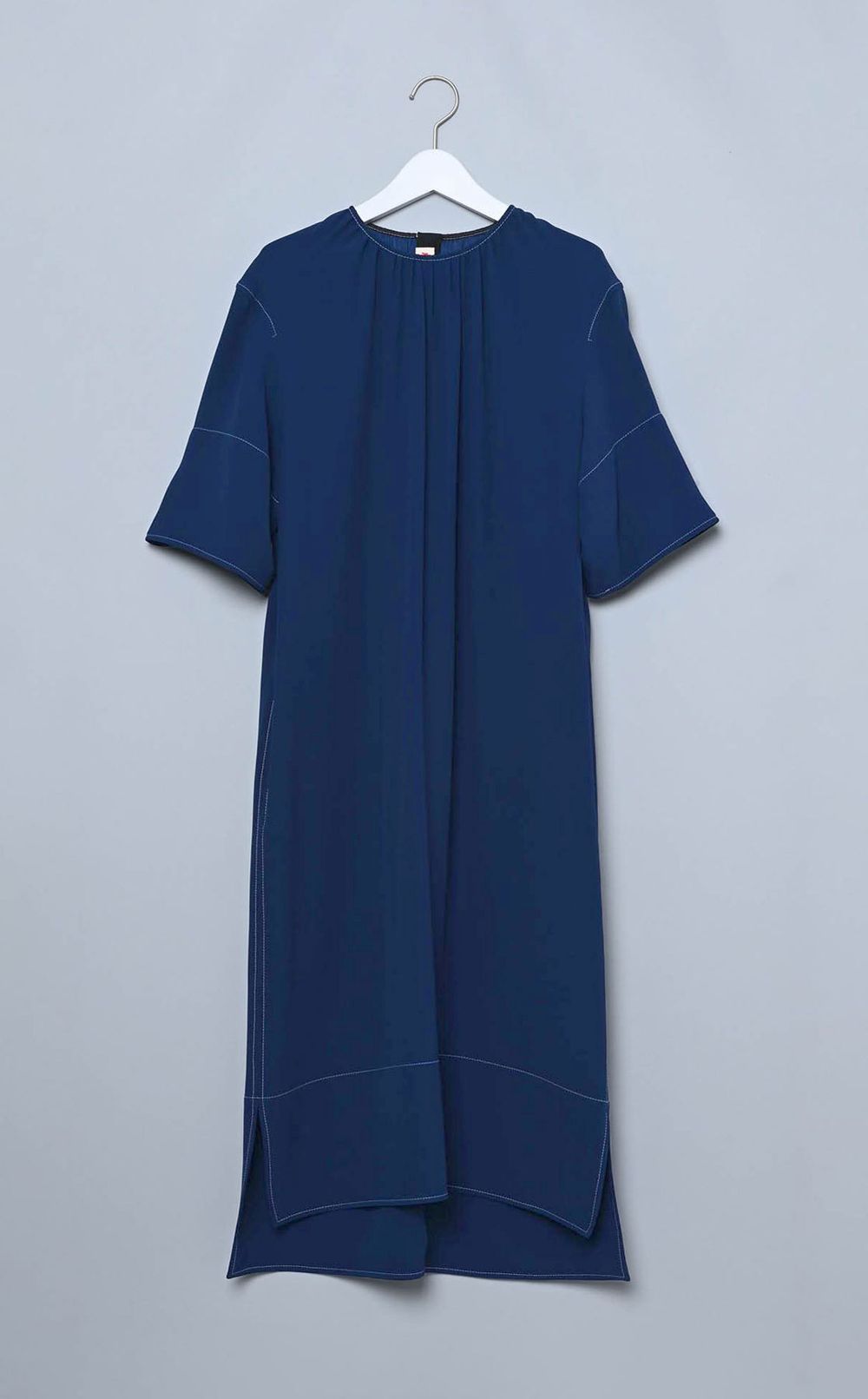 配色ステッチクルーネックワンピース