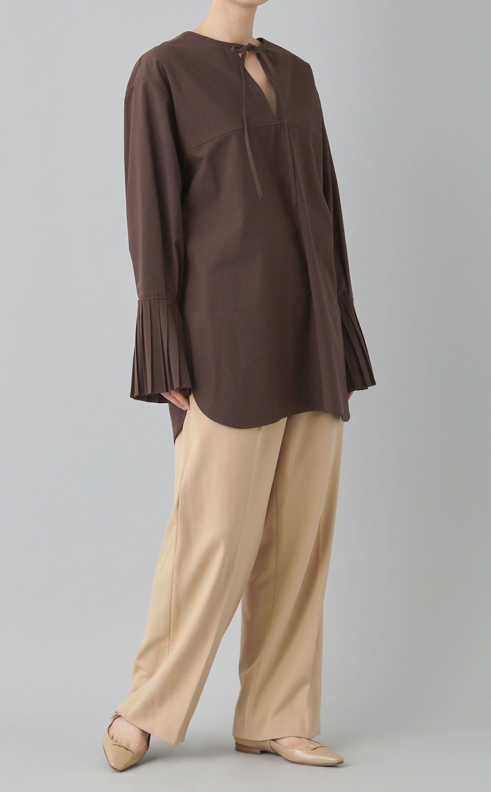 プリーツスリーブチュニックシャツ