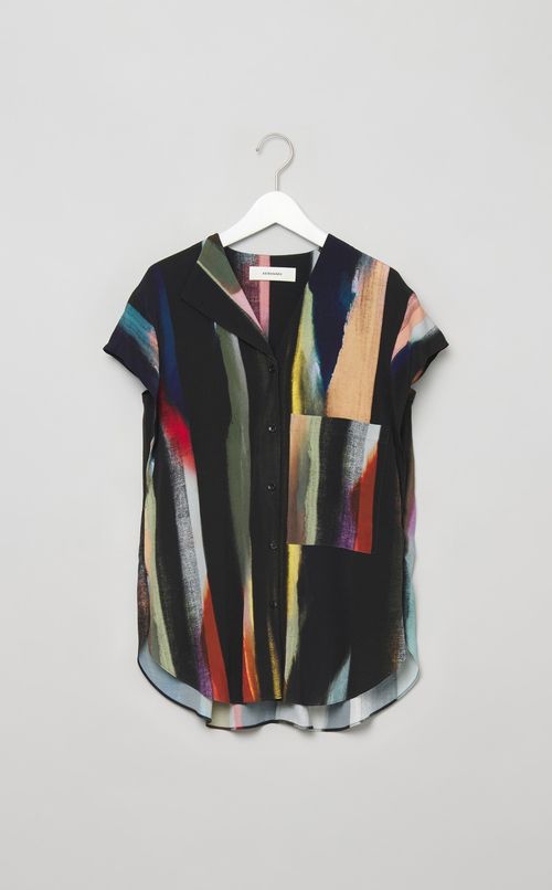 マルチストライプアシメカラーブラウス