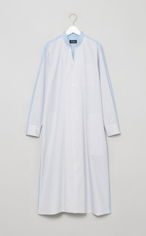 ストライプVネックシャツワンピース