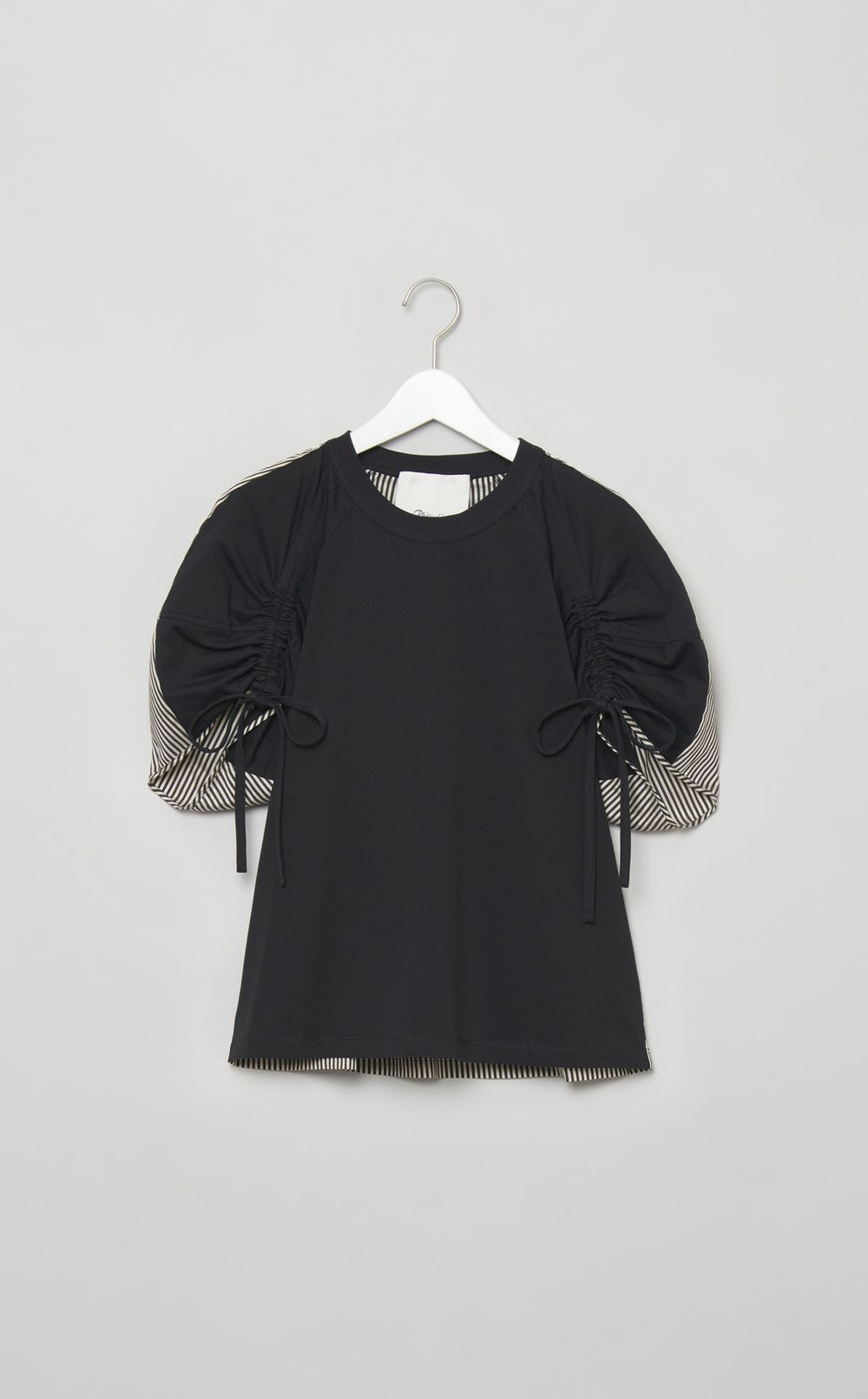 ギャザースリーブパネルジャージトップス