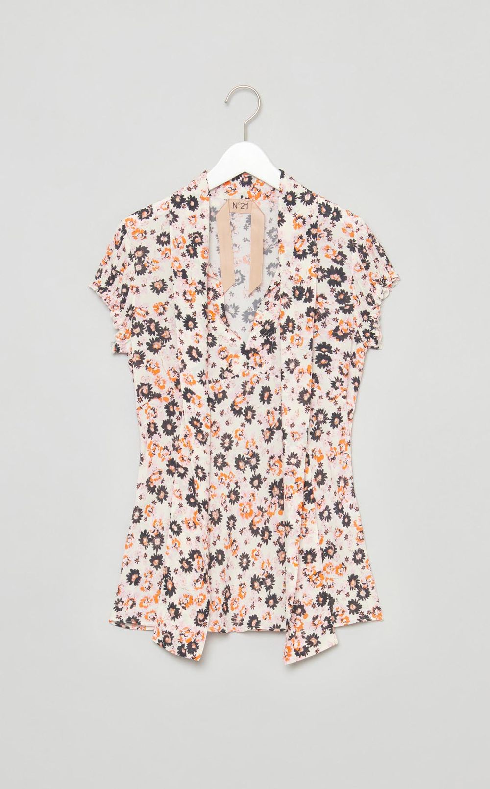 フラワープリントボウタイブラウス