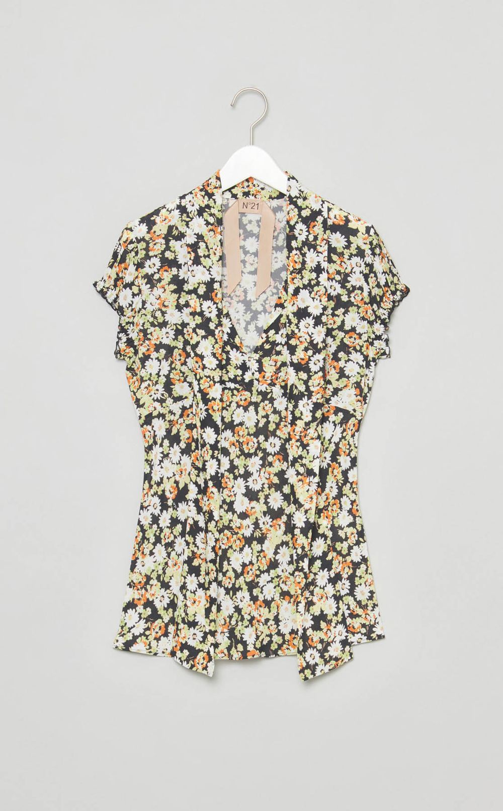 フラワープリントボウタイブラウス