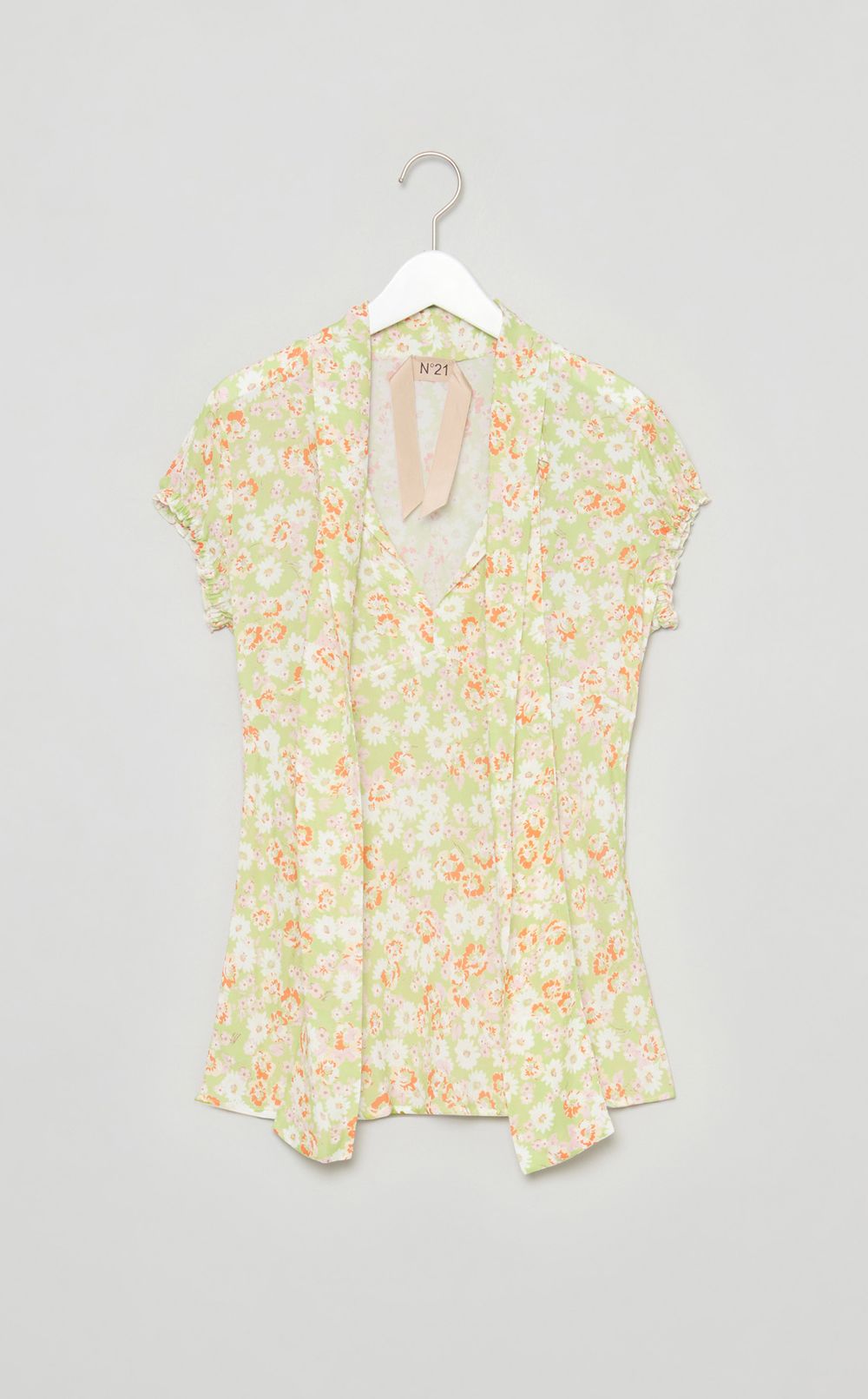 フラワープリントボウタイブラウス