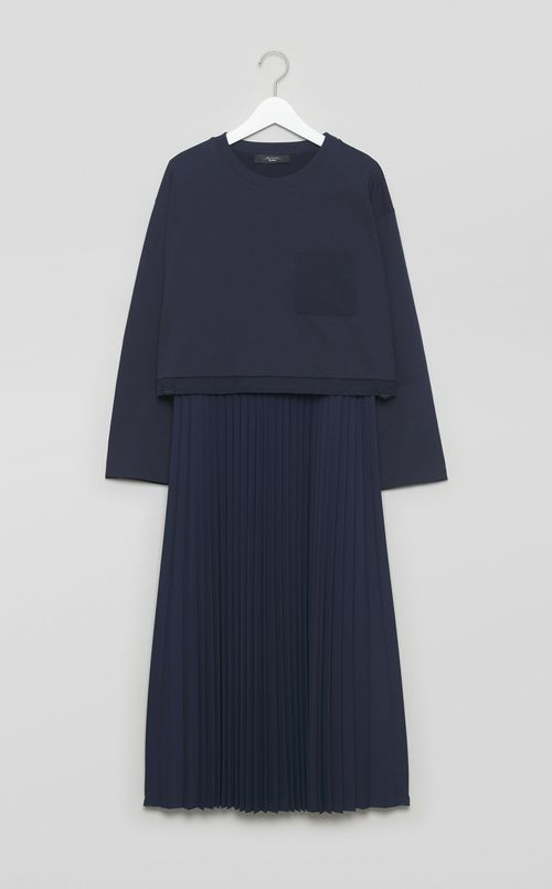 プリーツ切替ジャージワンピース