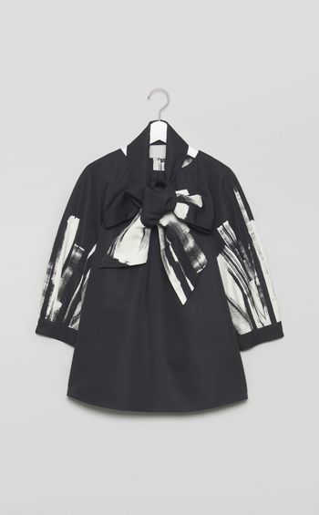 ブラシプリントタックコクーンブラウス