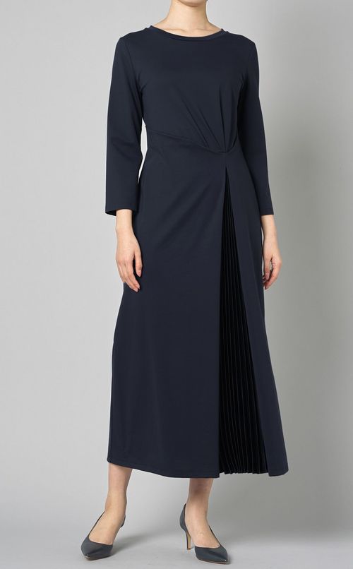 サイドプリーツジャージワンピース