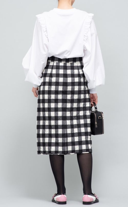 チェック柄キルティングタイトスカート